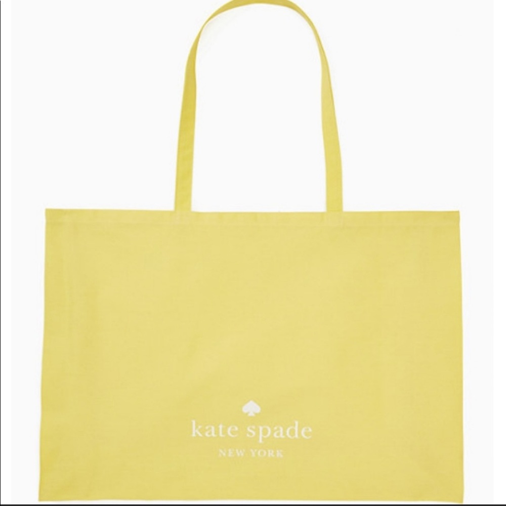 Kate Spade Large Yellow Graphic Monogram Canvas Reusable Shopping Tote.